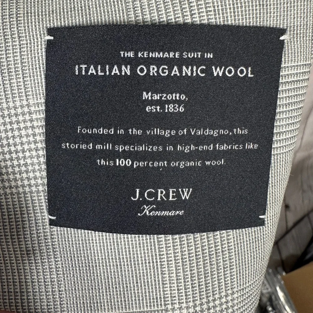 J.Crew Kenmare Blazer Italian Organic Wool‎ Marzotto Grey Glen Plaid Suit Jacket